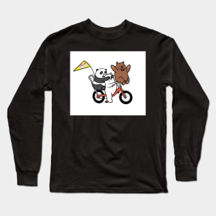 We Bare Bears on a bike Long Sleeve T-Shirt